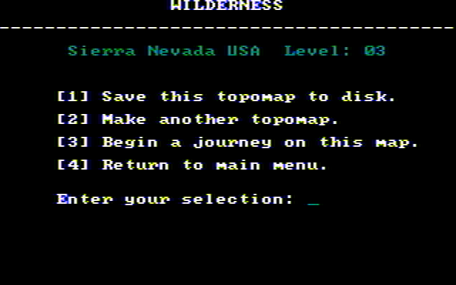 Wilderness: A Survival Adventure IBM PC/Compatibles Screenshot: Save this terrain?