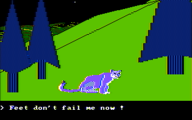 Wilderness: A Survival Adventure IBM PC/Compatibles Screenshot: Running from a wild cat!