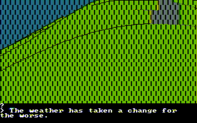 Wilderness: A Survival Adventure IBM PC/Compatibles Screenshot: It's started raining!