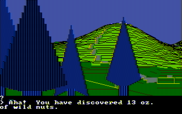 Wilderness: A Survival Adventure IBM PC/Compatibles Screenshot: Ah, I discovered some food!