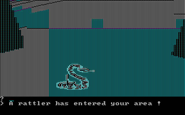 Wilderness: A Survival Adventure IBM PC/Compatibles Screenshot: Oh no, a rattler has entered the area!