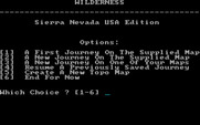 Wilderness: A Survival Adventure for IBM PC/Compatibles - Title screen and main menu.