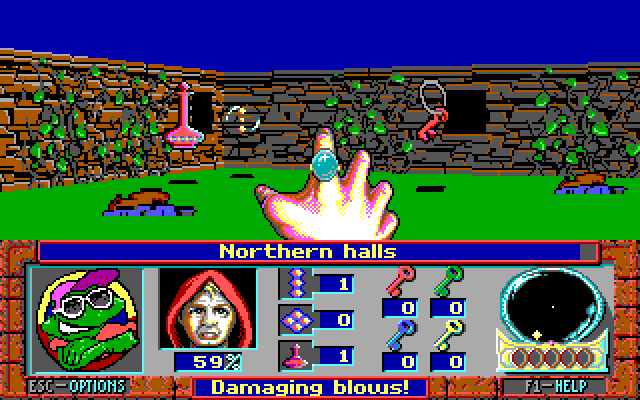 Terror of the Catacombs IBM PC/Compatibles Screenshot: Found a key and some potions.
