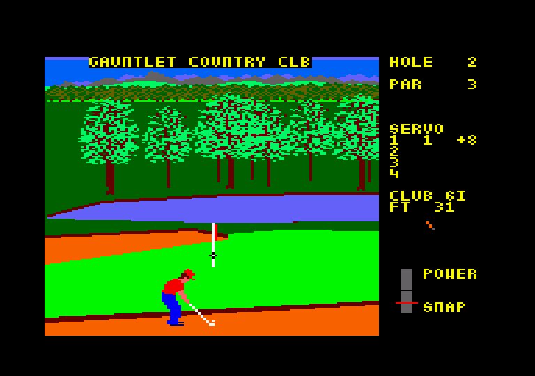 World Class Leader Board Amstrad CPC Screenshot: I'm in the sand...