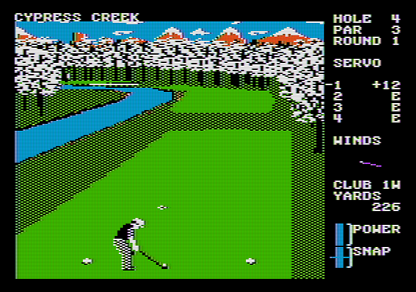 World Class Leader Board Apple II Screenshot: Watch out for the water!