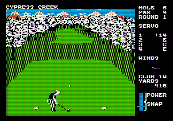 World Class Leader Board Apple II Screenshot: Teed up on hole 6.