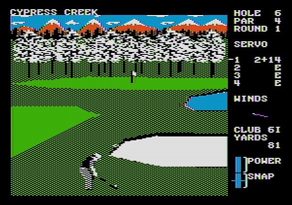 World Class Leader Board Apple II Screenshot: A short shot to the green...