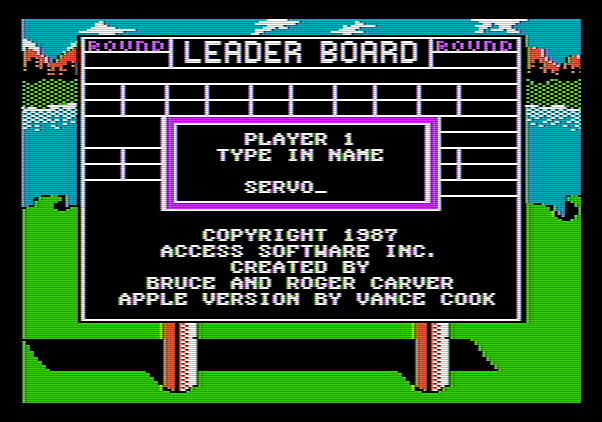 World Class Leader Board Apple II Screenshot: Setting up the players.