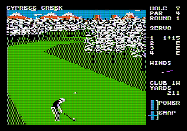 World Class Leader Board Apple II Screenshot: Can I reach the green from here?