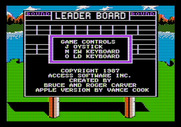 World Class Leader Board for Apple II - Menu; select input type.