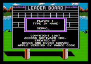 World Class Leader Board for Apple II - Setting up the players.