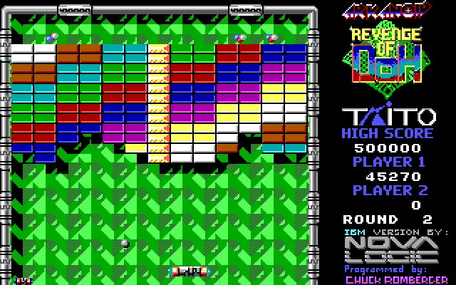 Arkanoid 2: Revenge of DOH IBM PC/Compatibles Screenshot: Gameplay on round 2.