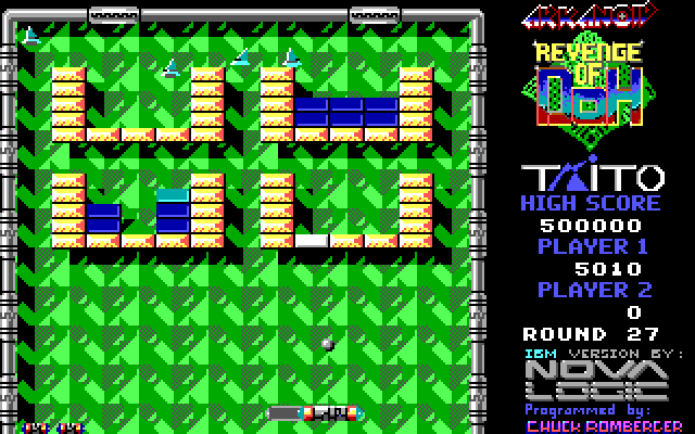 Arkanoid 2: Revenge of DOH IBM PC/Compatibles Screenshot: The Vaus currently has the shadow extension power up.