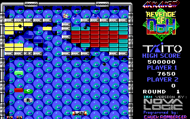 Arkanoid 2: Revenge of DOH IBM PC/Compatibles Screenshot: Destroying bricks...