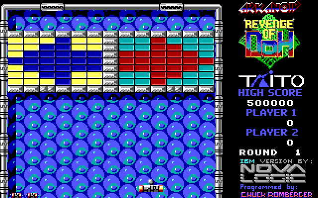 Arkanoid 2: Revenge of DOH IBM PC/Compatibles Screenshot: Start of the first round.
