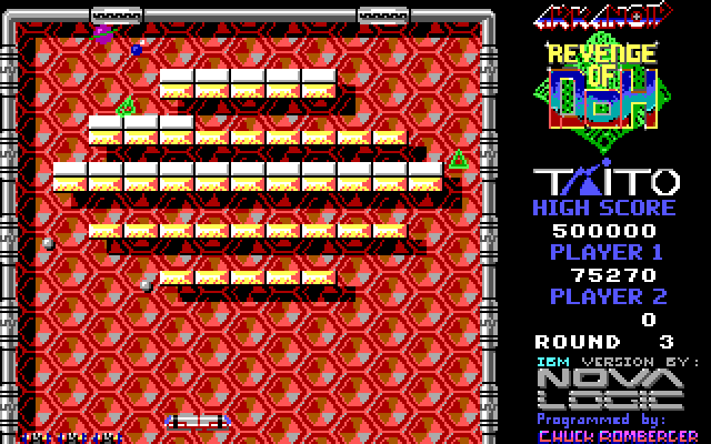 Arkanoid 2: Revenge of DOH IBM PC/Compatibles Screenshot: The gold bricks can not be destroyed.