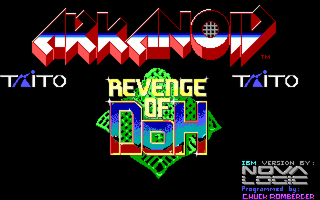 Arkanoid 2: Revenge of DOH IBM PC/Compatibles Screenshot: Title screen.