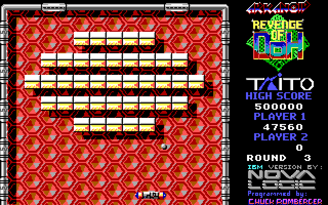 Arkanoid 2: Revenge of DOH IBM PC/Compatibles Screenshot: The gold bricks can not be destroyed.