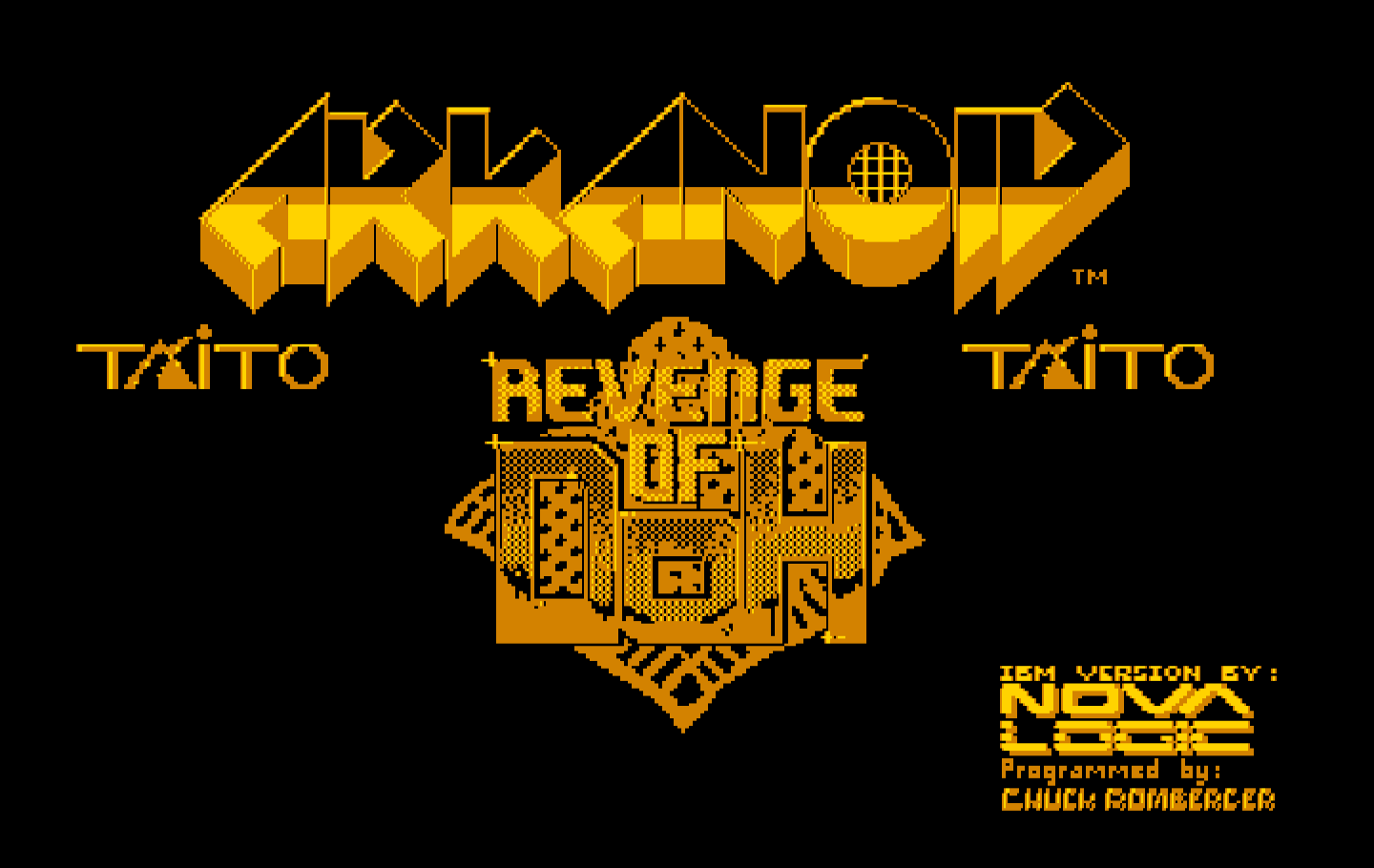 Arkanoid 2: Revenge of DOH IBM PC/Compatibles Screenshot: Title screen.