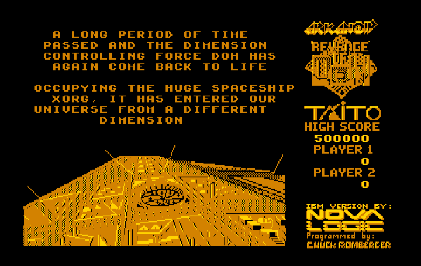 Arkanoid 2: Revenge of DOH IBM PC/Compatibles Screenshot: The introductory story.