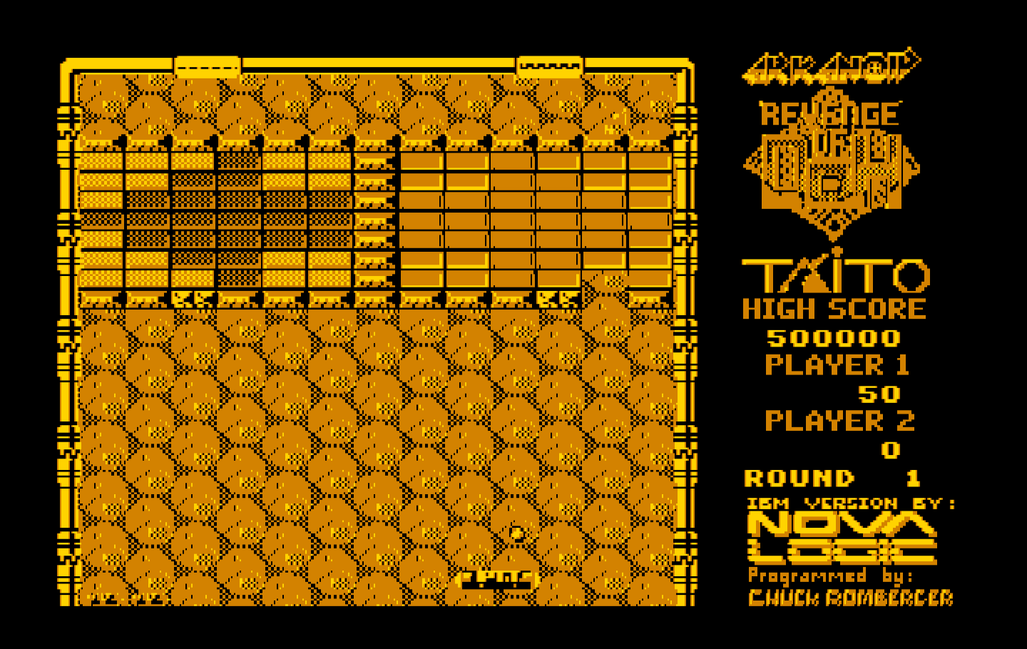 Arkanoid 2: Revenge of DOH IBM PC/Compatibles Screenshot: Beginning the first level.