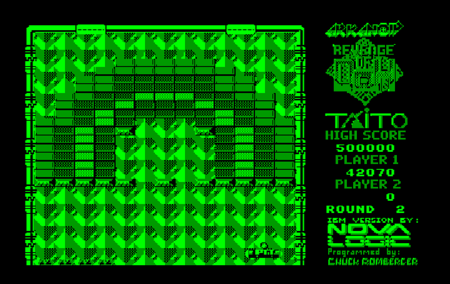 Arkanoid 2: Revenge of DOH IBM PC/Compatibles Screenshot: Each level has a different layout of bricks.