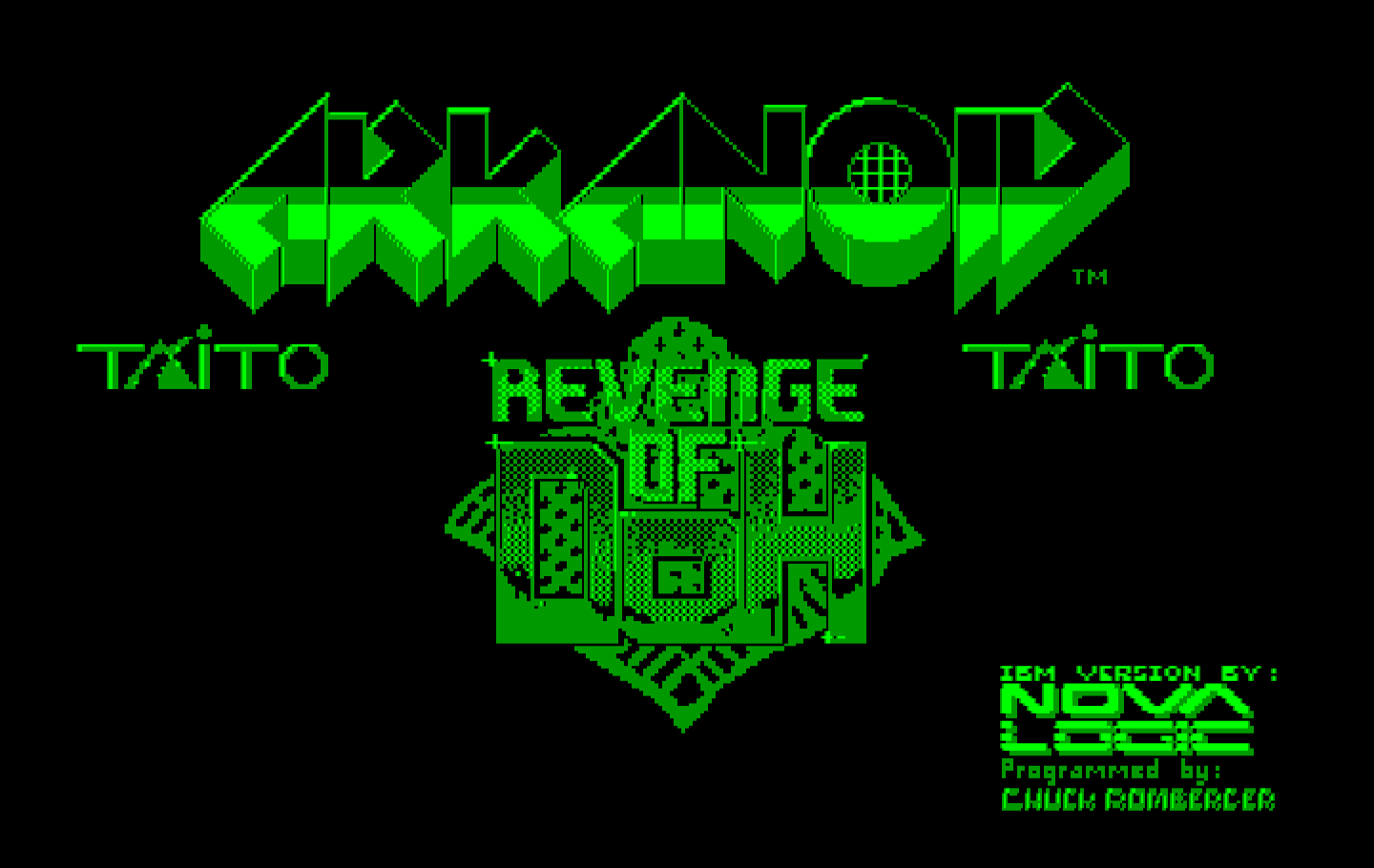 Arkanoid 2: Revenge of DOH IBM PC/Compatibles Screenshot: Title screen.