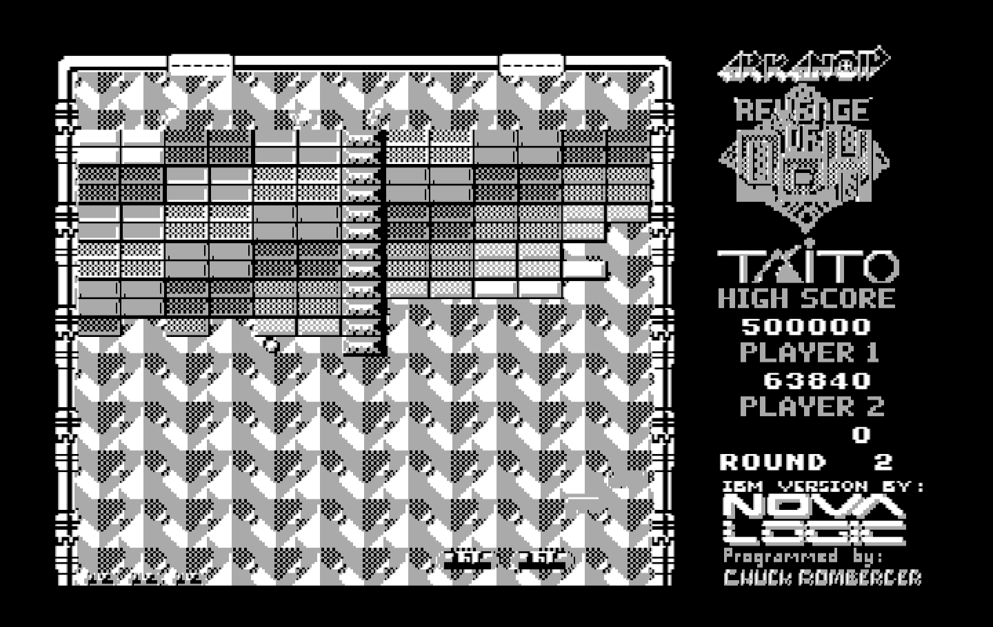 Arkanoid 2: Revenge of DOH IBM PC/Compatibles Screenshot: One of the power-ups you can get creates twin paddles.
