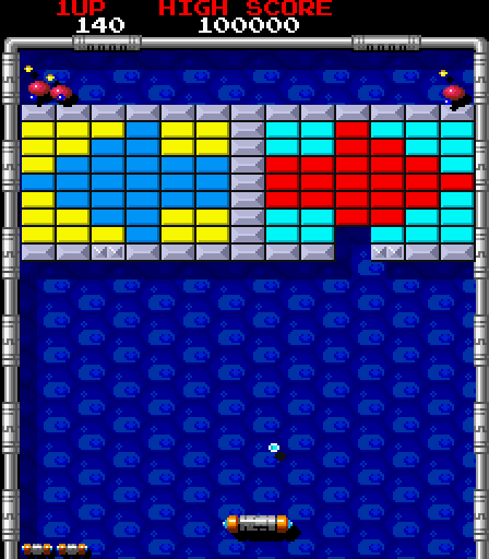 Arkanoid 2: Revenge of DOH Arcade Screenshot: Start of the first round.