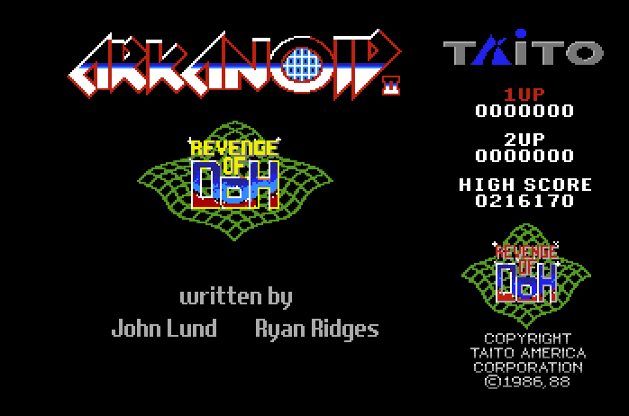 Arkanoid 2: Revenge of DOH Apple IIgs Screenshot: Title screen.