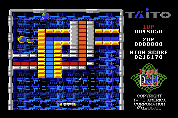 Arkanoid 2: Revenge of DOH Apple IIgs Screenshot: The silver bricks take several hits to destroy.