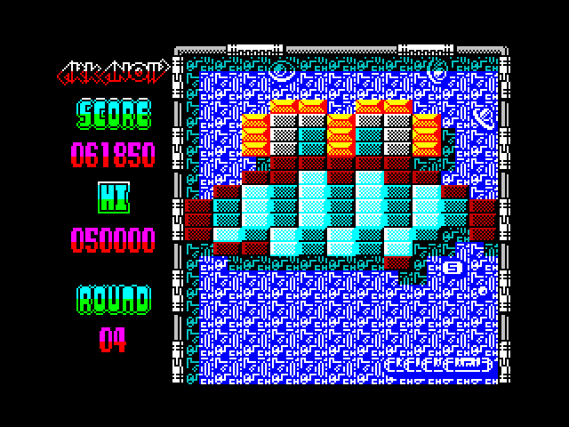 Arkanoid 2: Revenge of DOH ZX Spectrum Screenshot: The yellow bricks here are indestructible.