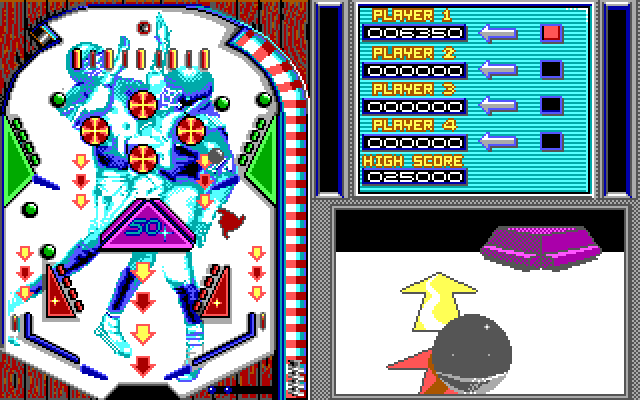 1st Person Pinball IBM PC/Compatibles Screenshot: The pinball heads towards the bottom of the table...