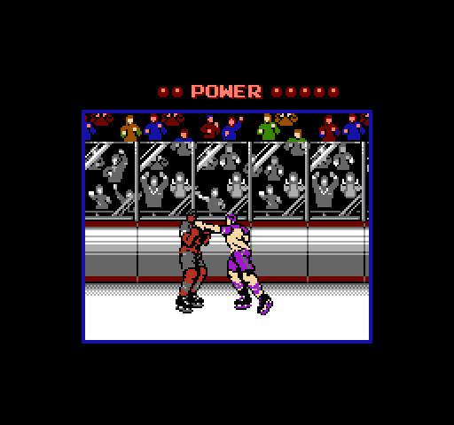 Blades of Steel NES / Famicom Screenshot: Ouch, the player on the left is losing...