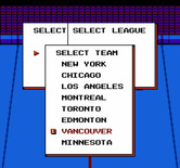 Blades of Steel for NES / Famicom - Selecting teams.