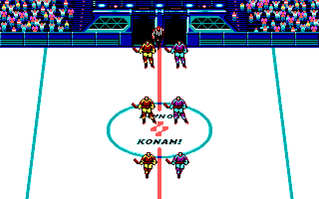 Blades of Steel IBM PC/Compatibles Screenshot: The teams are ready to begin the game!