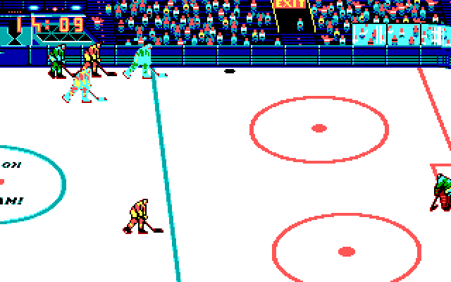 Blades of Steel IBM PC/Compatibles Screenshot: The highlighted / flashing players are the ones being controlled by the player.