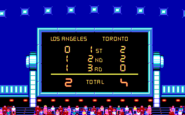 Blades of Steel IBM PC/Compatibles Screenshot: The score so far...