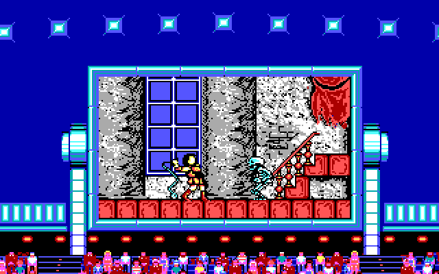 Blades of Steel IBM PC/Compatibles Screenshot: Some Konami ads are shown between periods.