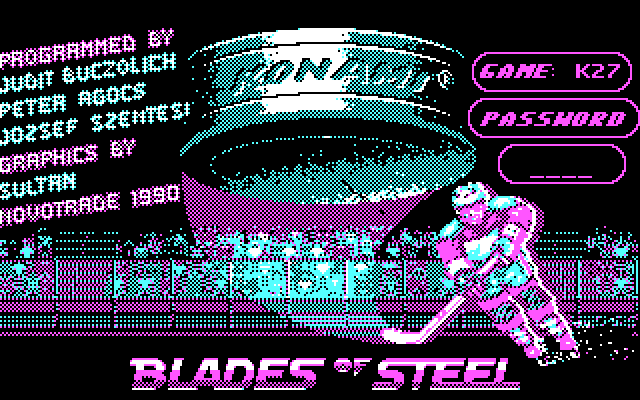 Blades of Steel IBM PC/Compatibles Screenshot: Copy protection screen.