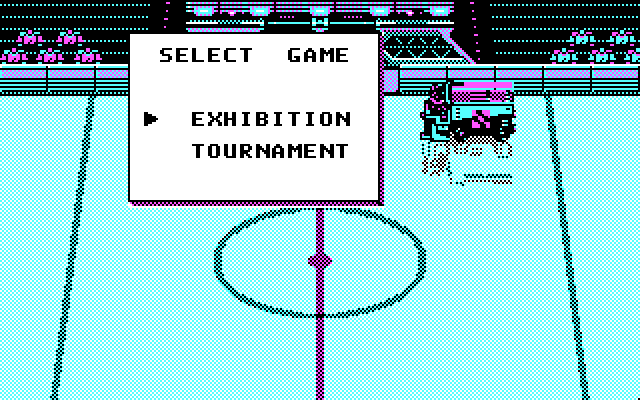 Blades of Steel IBM PC/Compatibles Screenshot: Select game menu.