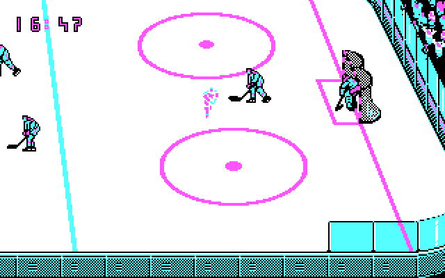 Blades of Steel IBM PC/Compatibles Screenshot: The light colored flashing player is the one actively being controlled.