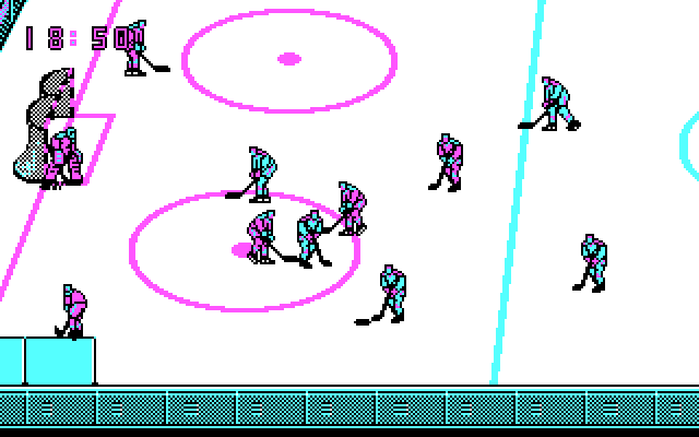 Blades of Steel IBM PC/Compatibles Screenshot: Defend the goal!