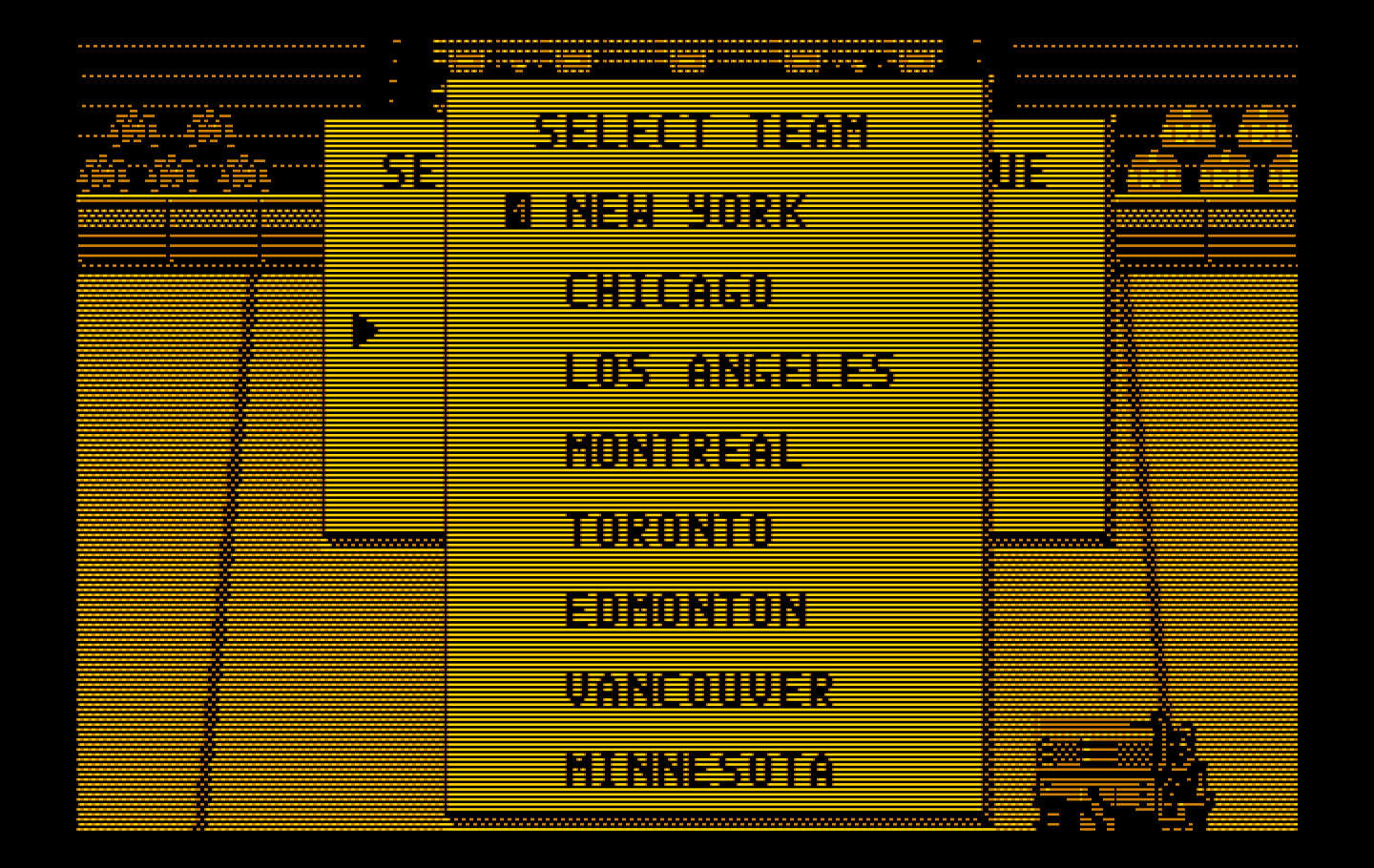 Blades of Steel IBM PC/Compatibles Screenshot: Select teams menu.