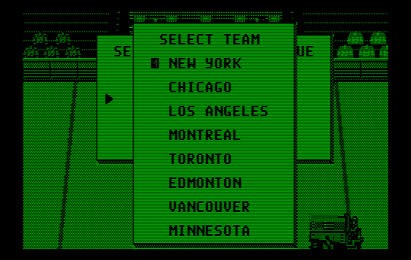 Blades of Steel IBM PC/Compatibles Screenshot: Select teams menu.