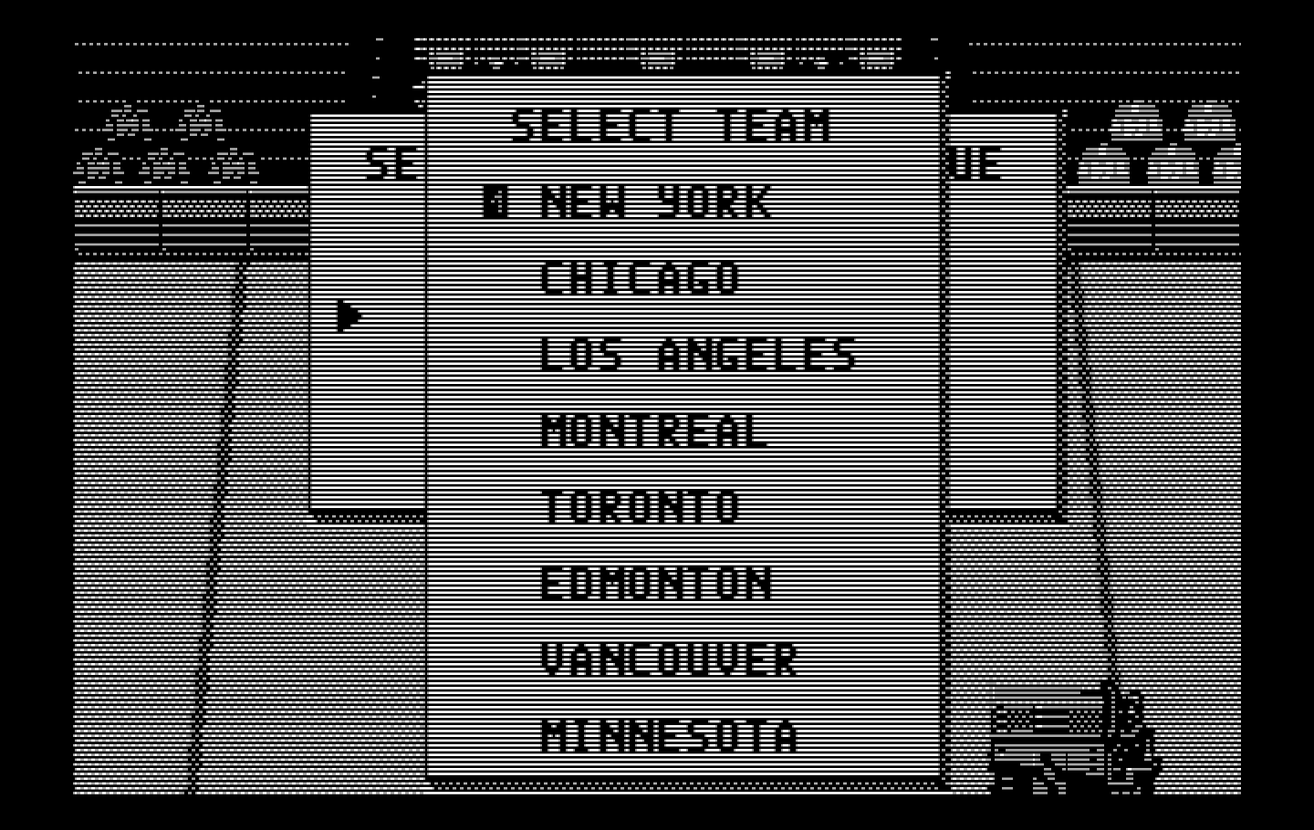 Blades of Steel IBM PC/Compatibles Screenshot: Select teams menu.