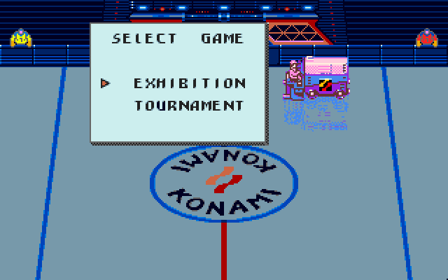 Blades of Steel Amiga Screenshot: Select game menu.
