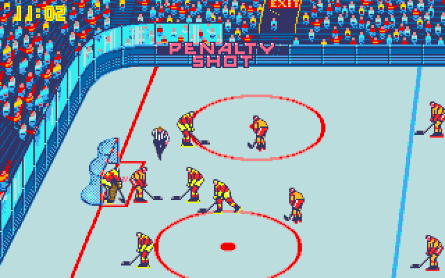 Blades of Steel Amiga Screenshot: The ref calls a penalty!