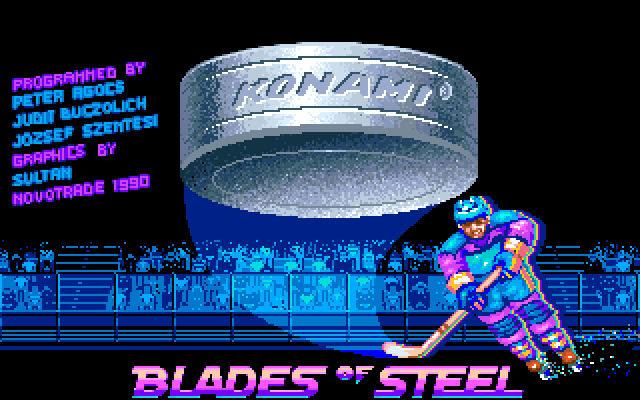 Blades of Steel Amiga Screenshot: Loading and copy protection screen.