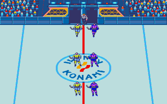 Blades of Steel Amiga Screenshot: The players take to the ice!